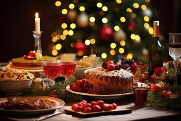 Fototapeta premium Celebrating the holiday season with a beautifully arranged christmas meal