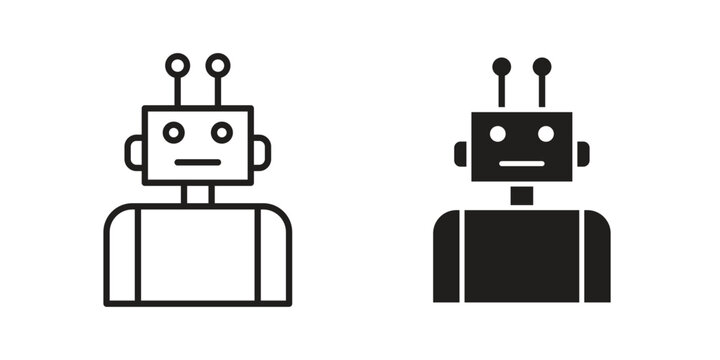 Robot icon logo vector. Set of line icons. flat designs