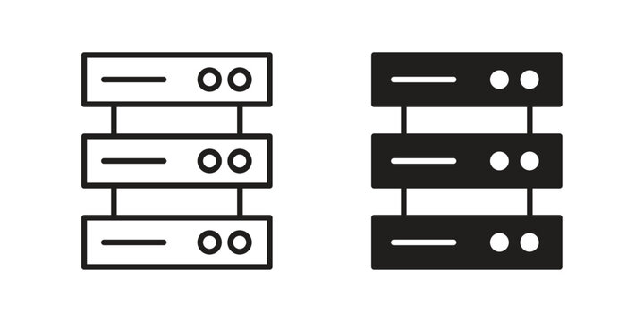 Server rack icon logo vector. Set of line icons. flat designs