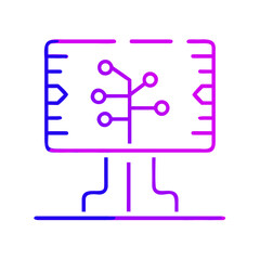 Obraz premium Technology Icon of a Digital Circuit Tree on Computer Screen