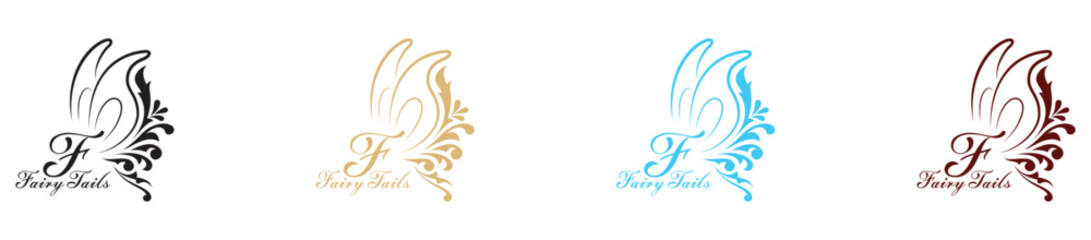 Fototapeta premium Elegant Butterfly Logo Design with Flourish Swirls in Multiple Colors