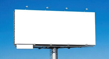 Obraz premium Blank Billboard Against a Clear Blue Sky for Advertising.