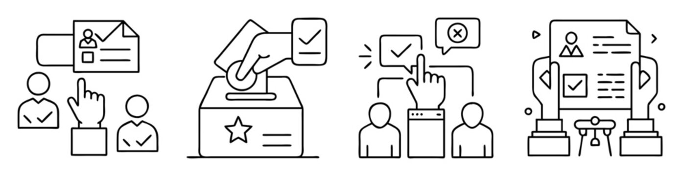 Illustration representing the voting process, election procedures, and democratic participation