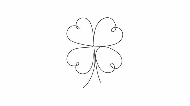 green leaf clover,Abstract Nature Four Leaves One Line Drawing