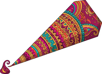 Obraz premium A vibrant henna cone decorated with intricate traditional patterns in bright shades of magenta