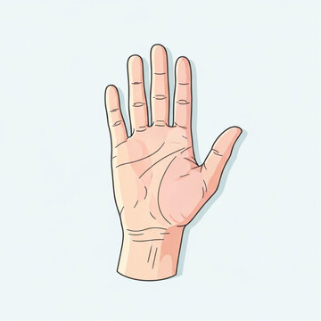 Illustration of Human Hand with Palm Lines.