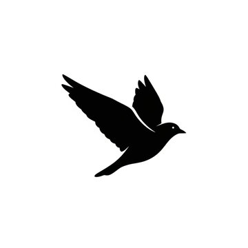 Black Bird Silhouette in Flight Position.