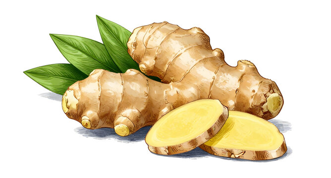 ginger, root, spice, food, fresh, organic, natural, herbal, ingredient, cooking, kitchen, vegetable, nutrition, healthy, plant, vector, isolated