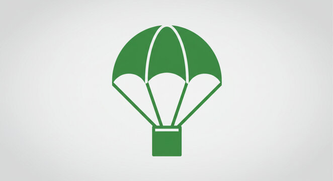 Green Parachute Icon Simple Design Element.