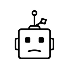 Obraz premium Sad Robot Face Illustration Simple Design.