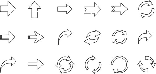 Fototapeta premium Universal Arrow Navigation and Interface Line Icon Set