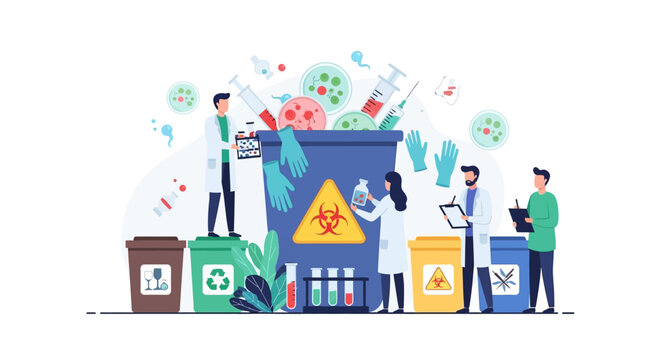 Lab Waste Disposal & Biohazard Management: Scientists Segregating Medical and Hazardous Materials