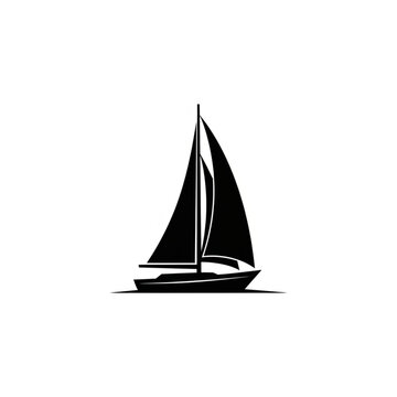 Sailboat Silhouette with Sails Fully Open.