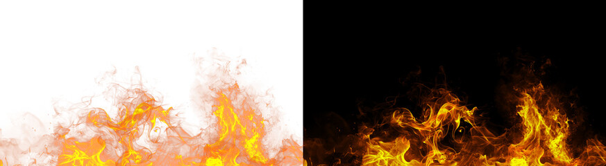 PNG image of Intense bright orange and yellow flames burning fiercely along the bottom edge on transparent background © Nurun Nahar
