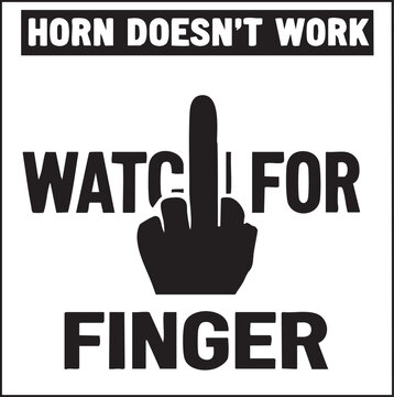 Warning sign with hand gesture indicating horn not working on vehicle dashboard