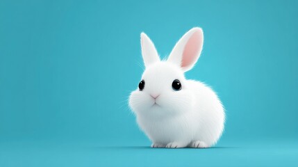 Fototapeta premium bunny illustration blue backdrop on a blue background