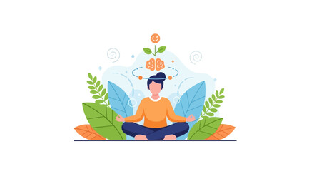 Obraz premium Mindful Meditation for Mental Clarity, Growth, and Stress Relief Illustration