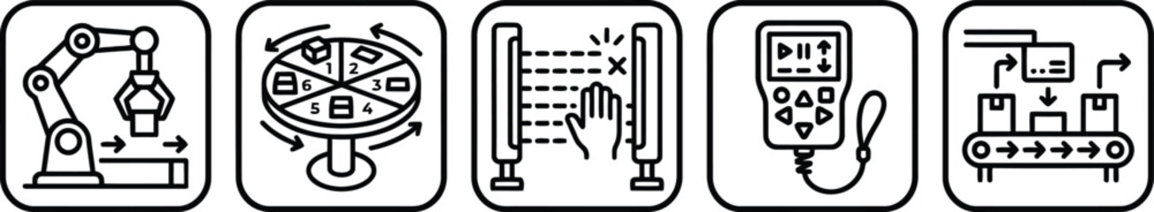 Fototapeta premium Modern industrial automation and manufacturing process icons