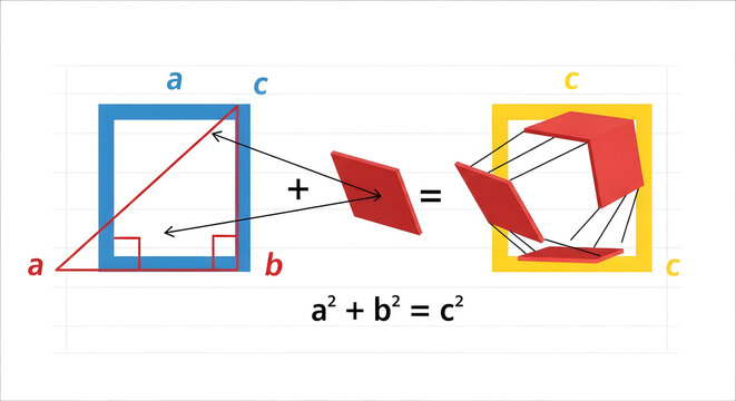 Pythagorean Theorem Geometry Shapes For Education And Math Concepts on transparent background