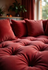 Fototapeta premium Luxurious Velvet Plush Pile Fabric Visual Explosion Embracing Comfort in Stylish Rooms