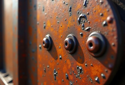 Rusted Iron Surface Featuring Harsh Oxidized Texture with Bold Shapes and Vivid Color Variation