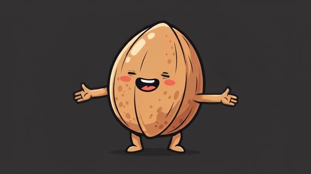 Cute Almond Character with Open Arms.