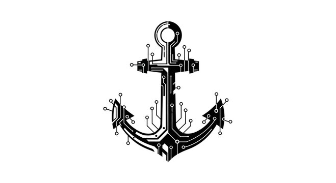 Digital Cybernetic Anchor Symbol Technology Concept