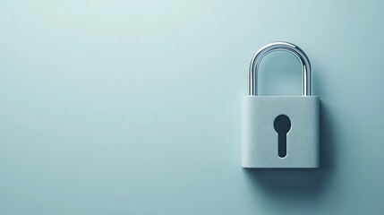 Naklejka premium A close-up of a digital padlock on a soft blue background, symbolizing secure data access and cybersecurity concepts.
