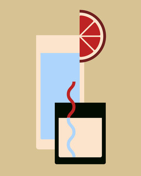 Two glasses with refreshing drink and lemon slice