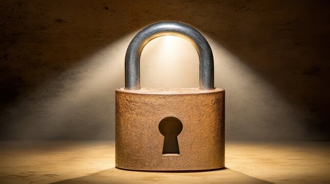 An old metal padlock with a keyhole, symbolizing digital security and data protection