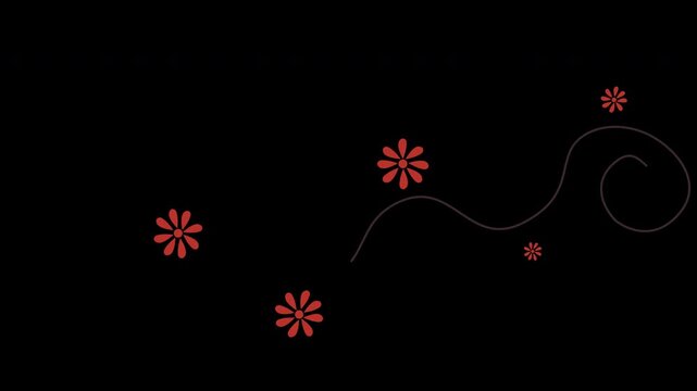 Horizontal animation of appearing and disappearing flowers