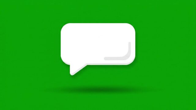 A video showcasing a white speech bubble icon on a green background for communication and messaging concepts