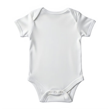A white baby onesie on a plain background
