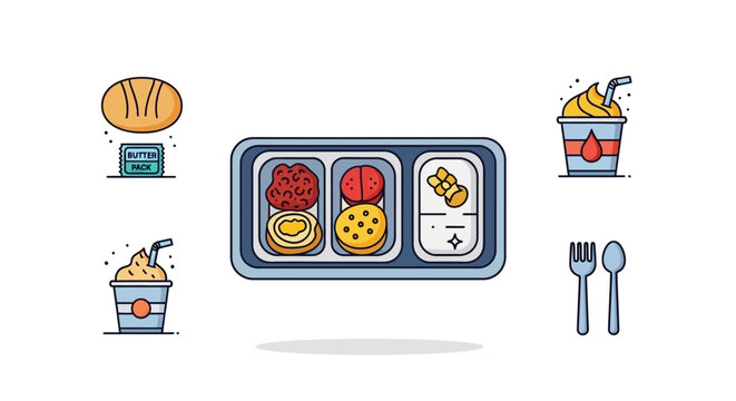 Colorful cartoon school lunch meal tray.