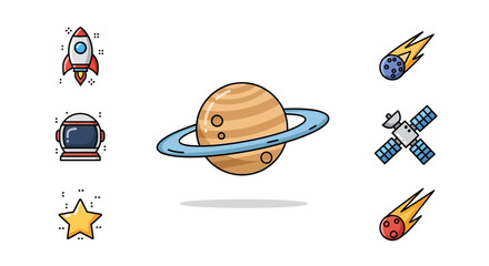 Saturn planet with ring system. © Tujuenam