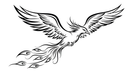 Fototapeta premium An eagle flies with feathers and eyes flowing behind it.