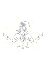 Fototapeta premium Elegant Line Art Illustration of Lord Shiva in a Meditative Pose, Continuous Drawing Style for Spiritual and Religious Designs