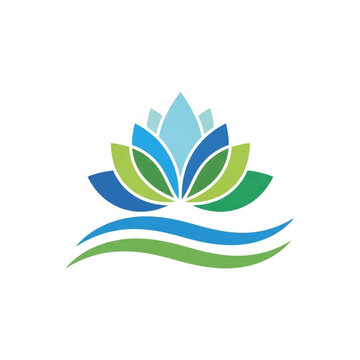 Stylized Lotus Flower Logo Design Element.