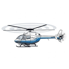 Fototapeta premium Blue and White Helicopter with Rotating Blades.