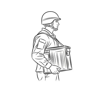 Delivery Man Holding Package in Uniform.