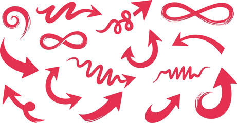 Obraz premium Set of pink textured arrow vectors and infinity symbols for feminine and modern designs