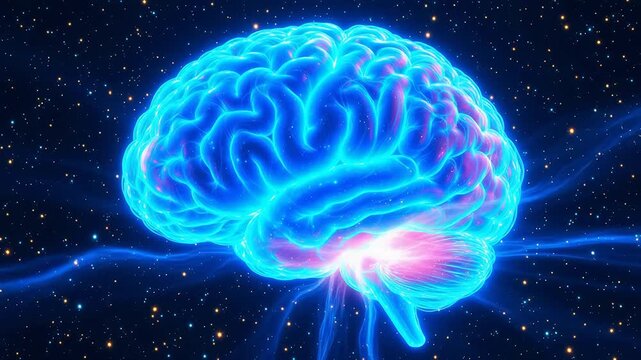 Glowing brain in space