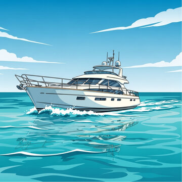 Luxury Yacht Sailing on Calm Ocean Waters.