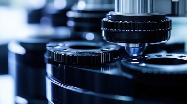 Precision industrial instrument calibration featuring intricate mechanical components in a high-contrast close-up