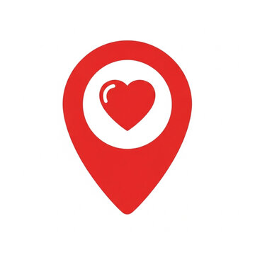 Red Map Pin with Heart Inside.