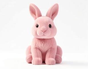 Obraz premium A cute pink rabbit sits upright with large ears and a soft, fluffy body. Its round eyes and small nose add to its adorable appearance.