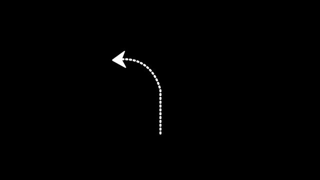 Glowing Split Direction Arrow Animation on Black Background &ndash; Futuristic Dotted Path Indicator for Navigation, Choice Making, and User Interface Elements.4K video animation.