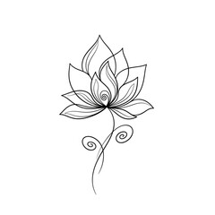 Obraz premium Simple Line Drawing of Lotus Flower.