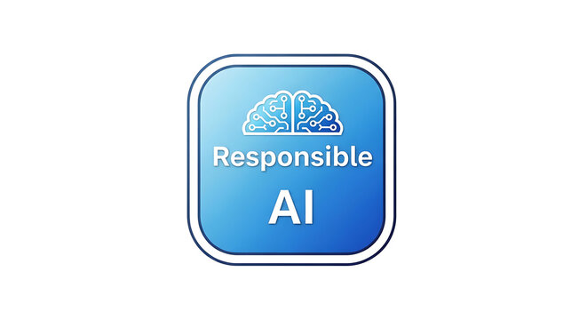 Responsible ai logo with brain icon on blue gradient background