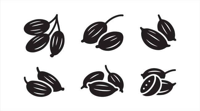 Cocoa pod silhouette pack clean modern chocolate fruit icons for tropical food design